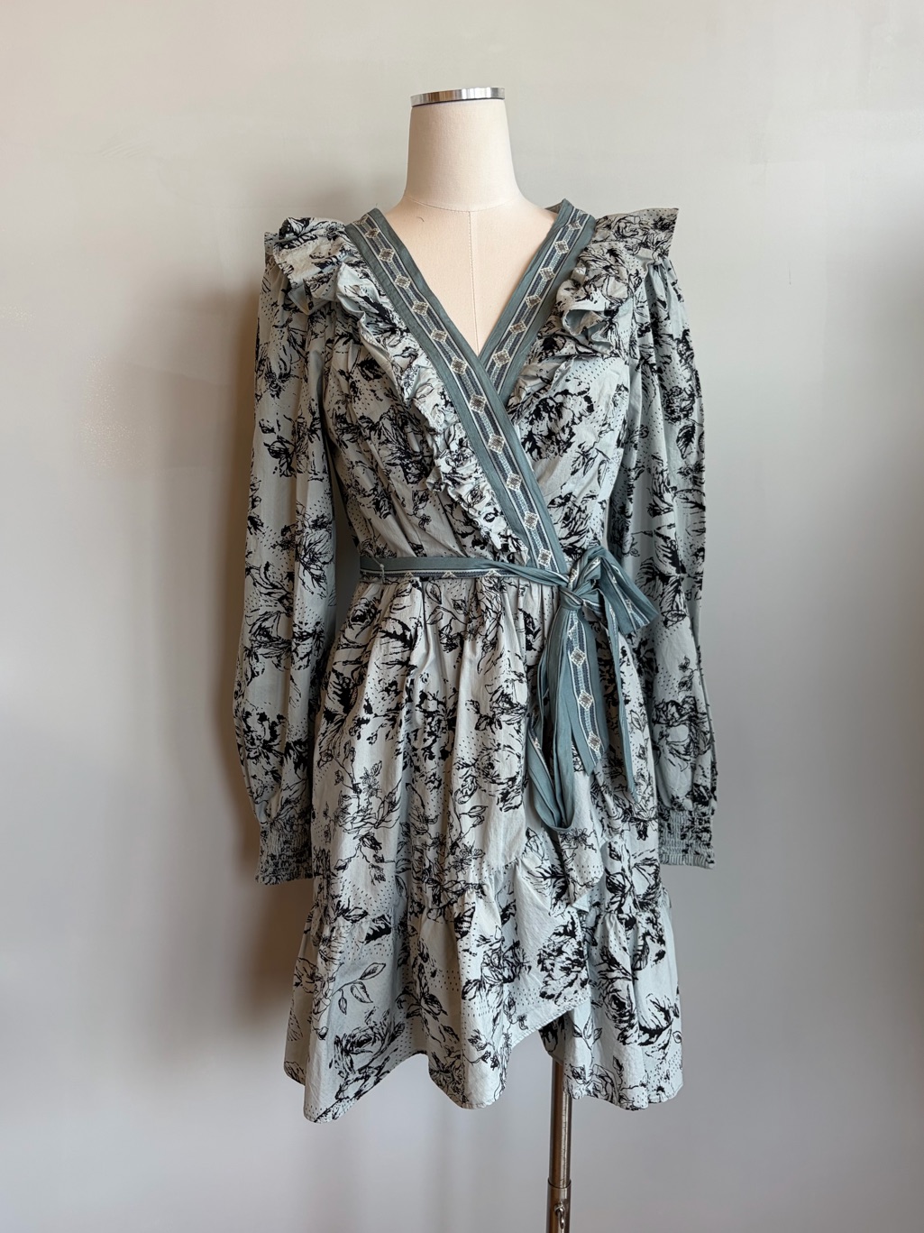 Anthropologie Ruffle Wrap Mini Dress